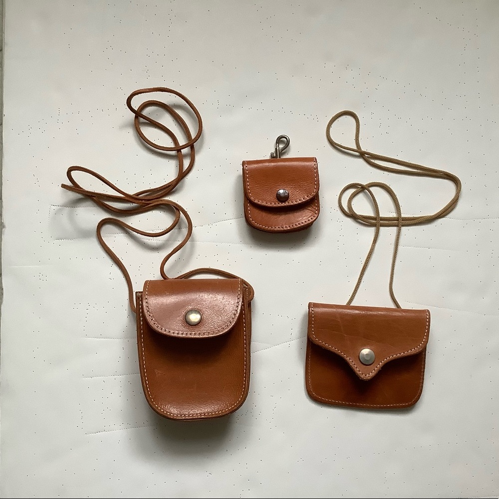 Bundle of Three Greek Handmade Leather Belt Bags.